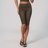 Brown White Dot Women's Printed Fitness Yoga Activewear Set Deep V