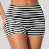 Ink White Women's Striped Running Yoga Set 3 Piece Breathable
