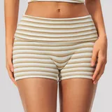 Khaki White Women's Striped Running Yoga Set 3 Piece Breathable