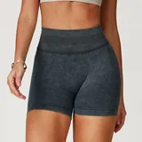 YS5064-2 · Washed Black Washed Black Women's Seamless Running Yoga Shorts High Waist Fitted