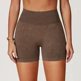 YS5064-4 · Birch Brown Birch Brown Women's Seamless Running Yoga Shorts High Waist Fitted