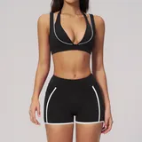 Jet Black Women's Running Active Yoga Set Bare Feel Fitted