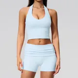 YS5529-5 · Azure Blue Azure Blue Women's Yoga Set High Waist Breathable High Waist