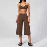 Chocolate Brown Women's Yoga Activewear Set Thermal Relaxed Fit Hooded