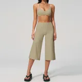 Warm Khaki Women's Yoga Activewear Set Thermal Relaxed Fit Hooded