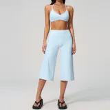 Azure Blue Women's Yoga Activewear Set Thermal Relaxed Fit Hooded
