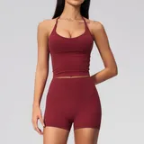 Ankola Red Women's Backless Fitness Yoga Activewear Set High Waist