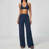 Badge Blue Women's Yoga Set Tummy Control Deep V Fitted