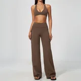 YS5575-4 · Deep Cocoa Deep Cocoa Women's Yoga Set Tummy Control Deep V Fitted