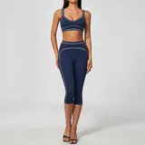 YS7028-3 · Badge Blue Badge Blue Women's Brushed Performance Yoga Activewear Set High Waist