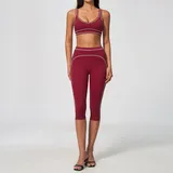 Cherry Red Women's Brushed Performance Yoga Activewear Set High Waist