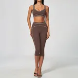 Deep Cocoa Women's Brushed Performance Yoga Activewear Set High Waist