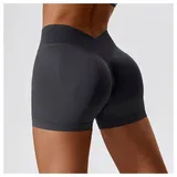 YS7137-2 · Dark Grey Dark Grey Women's Running Fitness Premium Yoga Workout Shorts Seamless
