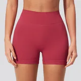 Camellia Red Women's Running Fitness Premium Yoga Workout Shorts Seamless