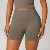YS7725-2 · Coffee Coffee Women's Seamless Fitted Yoga Workout Shorts High Waist