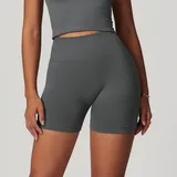 Dark Grey Women's Seamless Fitted Yoga Workout Shorts High Waist
