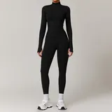 YS7755-2 · Jet Black Jet Black Seamless Running Premium Yoga Set Thermal Windproof Fitted
