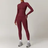 YS7755-3 · Cherry Red Cherry Red Seamless Running Premium Yoga Set Thermal Windproof Fitted