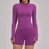 YS7755-5 · Dark Berry Purple Dark Berry Purple Seamless Running Premium Yoga Set Thermal Windproof Fitted