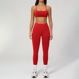 YS7790-1 · Bright Red Bright Red Women's Seamless Backless Yoga Activewear Set Tank Fitted