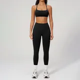 Jet Black Women's Seamless Backless Yoga Activewear Set Tank Fitted
