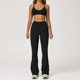 YS8232-2 · Jet Black Jet Black Women's Fitted Performance Yoga Activewear Set Bare Feel