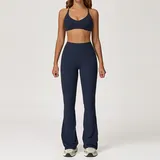 Cobalt Blue Women's Fitted Performance Yoga Activewear Set Bare Feel