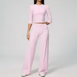 YS8455-1 · Falling Blossom Pink Falling Blossom Pink High Waist Women's Yoga Set High Waist Relaxed