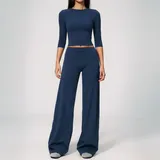 Badge Blue High Waist Women's Yoga Set High Waist Relaxed