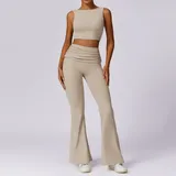 YS8516-1 · Linen Linen Breathable Running Women's Yoga Set Backless Bare Feel