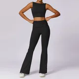 YS8516-2 · Jet Black Jet Black Breathable Running Women's Yoga Set Backless Bare Feel