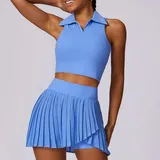 YS8600-2 · Sky Blue Sky Blue Women's Tennis Running Yoga Set Bare Feel Breathable