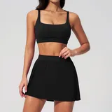 YS8782-2 · Jet Black Jet Black Women's Breathable Yoga Tennis Athletic Skort Bare Feel