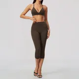 YS8793-5 · Espresso Black Espresso Black Women's Breathable Fitness Fitness Yoga Activewear Set Tank