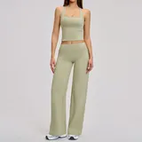 YS8819-1 · Moss Green Moss Green Women's Breathable Pilates Yoga Set High Stretch Fitted
