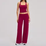 Raspberry Red Women's Breathable Pilates Yoga Set High Stretch Fitted
