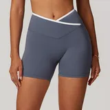 YS8843-1 · Blue Grey Blue Grey Women's Fitted Fitness Yoga Workout Shorts Bare Feel