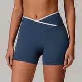 Badge Blue Women's Fitted Fitness Yoga Workout Shorts Bare Feel