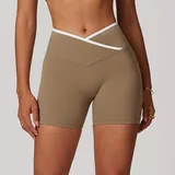 Cocoa Brown Women's Fitted Fitness Yoga Workout Shorts Bare Feel