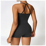 YS8886-3 · Jet Black Jet Black Women's Brushed Bandeau Vest & Shorts Yoga Set