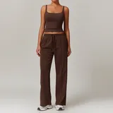 YS8933-3 · Coffee Coffee Women's Wide Leg Yoga Set Wide Leg Slimming
