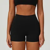 Jet Black Women's Running Yoga Workout Shorts Bare Feel Fitted