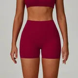 YS9300-4 · Rose Red Rose Red Women's Running Yoga Workout Shorts Bare Feel Fitted