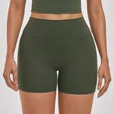 Moss Green Women's Running Yoga Workout Shorts Bare Feel Fitted