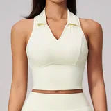 YS9586-1 · Cream White Cream White Tennis Running Women's Yoga Set Sleeveless Quick Dry