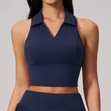 Deep Ink Blue Tennis Running Women's Yoga Set Sleeveless Quick Dry