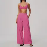 Berry Rose Women's Breathable Running Yoga Set V Neck Fitted
