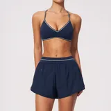Indigo Blue Women's Yoga Activewear Set High Waist Fitness Backless