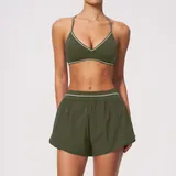 YS9615-3 · Olive Green Olive Green Women's Yoga Activewear Set High Waist Fitness Backless