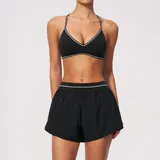 Jet Black Women's Yoga Activewear Set High Waist Fitness Backless